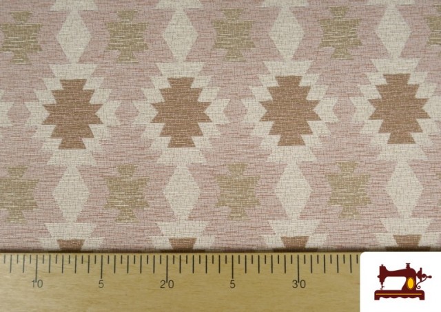 Comprar online Tela de Tapicería de Gobelino Estampado Étnico 140 cms color Rosa