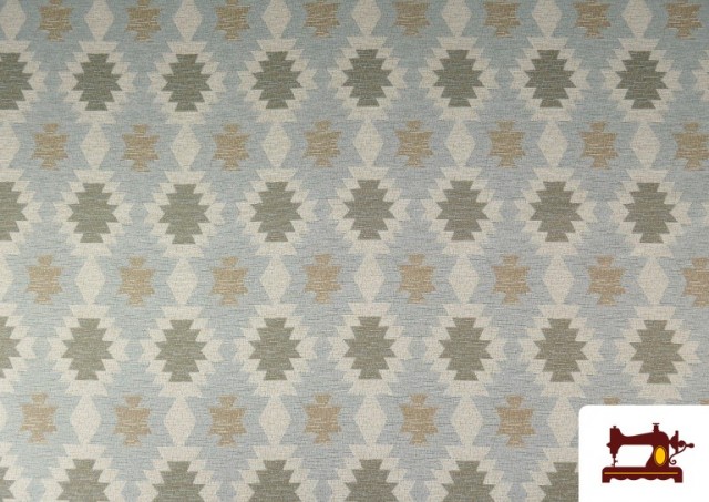 Tela de Tapicería de Gobelino Estampado Étnico 140 cms color Azul