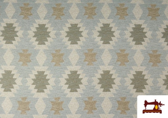 Venta de Tela de Tapicería de Gobelino Estampado Étnico 140 cms color Azul