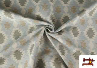 Comprar online Tela de Tapicería de Gobelino Estampado Étnico 140 cms color Azul