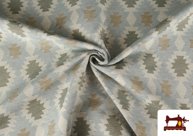 Comprar online Tela de Tapicería de Gobelino Estampado Étnico 140 cms color Azul