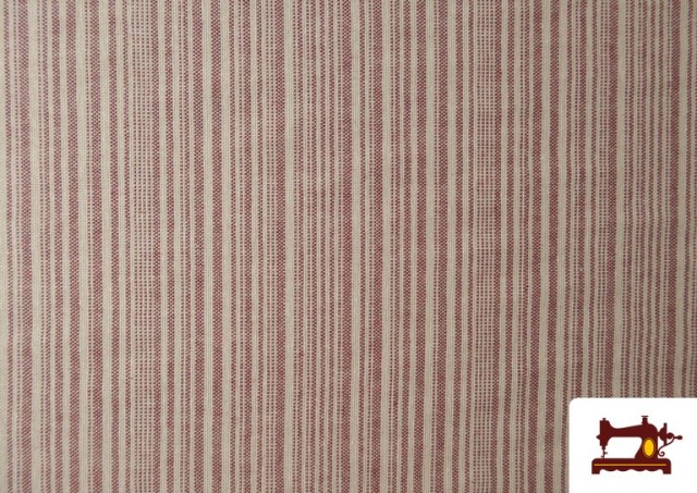 Tela de Loneta Rayas Listón color Rojo