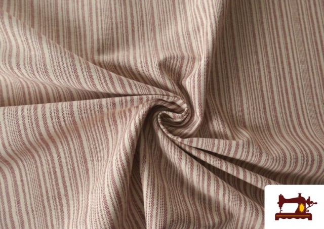 Venta de Tela de Loneta Rayas Listón color Rojo