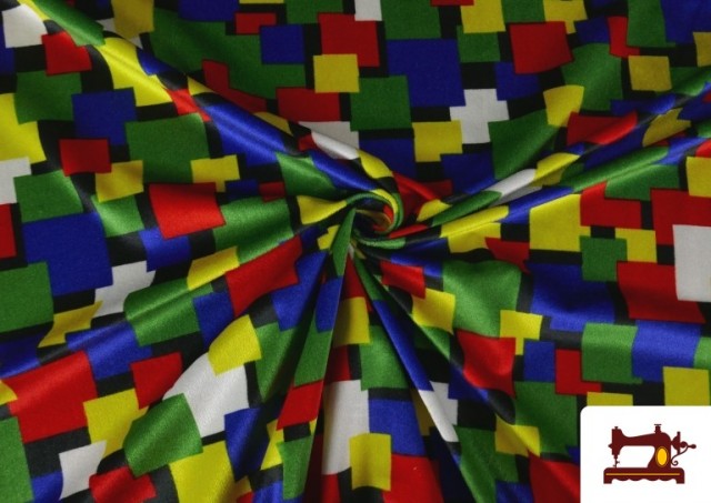 Comprar online Tela de Terciopelo Cuadros Multicolor Carnaval