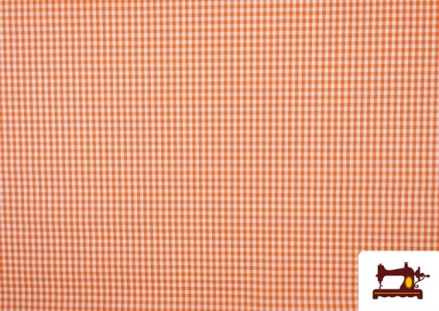 Comprar Tela de Cuadros Vichy de Colores - Pieza 25 Metros color Naranja