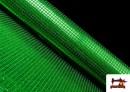 Comprar online Tela de Lentejuelas Cuadradas Efecto Holograma - Pieza 25 Metros color Verde