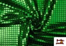 Venta de Tela de Lentejuelas Cuadradas Efecto Holograma - Pieza 25 Metros color Verde