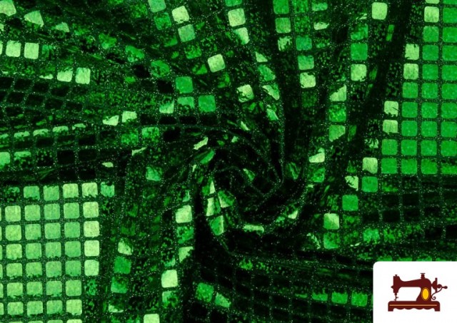 Venta online de Tela de Lentejuelas Cuadradas Efecto Holograma - Pieza 25 Metros color Verde