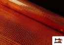 Venta de Tela de Lentejuelas Cuadradas Efecto Holograma - Pieza 25 Metros color Naranja