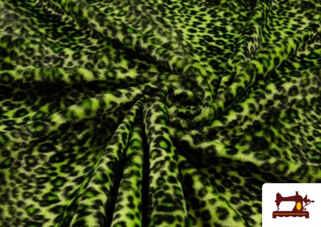 Venta de Tela de Pelo de Leopardo de Colores - Pieza 25 Metros color Pistacho
