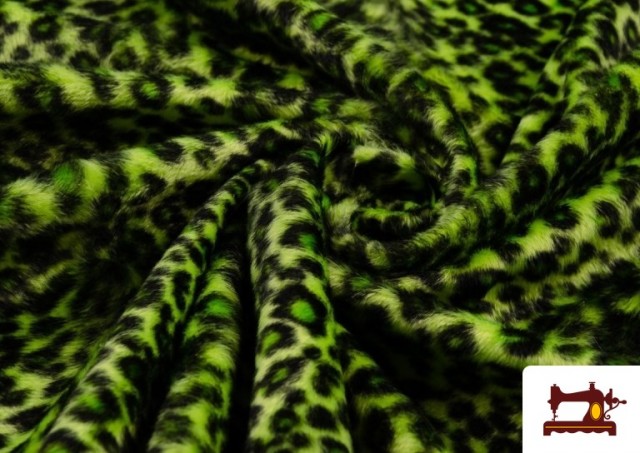 Comprar Tela de Pelo de Leopardo de Colores - Pieza 25 Metros color Pistacho