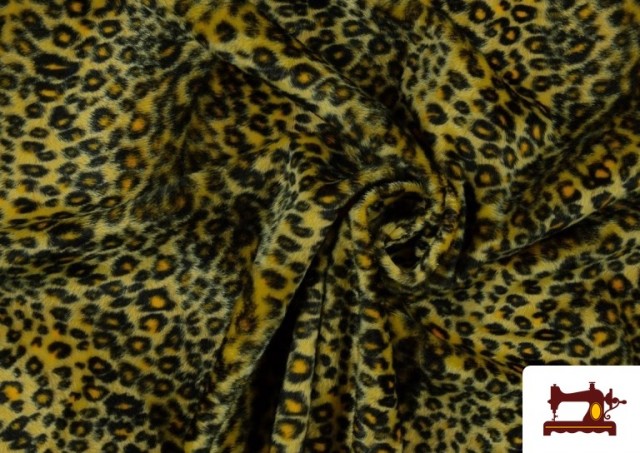 Venta online de Tela de Pelo de Leopardo de Colores - Pieza 25 Metros color Amarillo