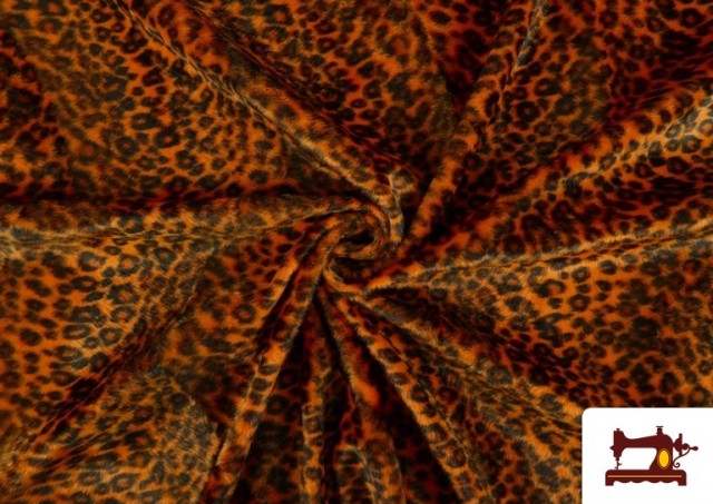 Comprar online Tela de Pelo de Leopardo de Colores - Pieza 25 Metros color Naranja