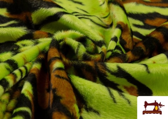 Venta online de Tela de Pelo Corto de Tigre de Colores - Pieza 25 Metros color Pistacho
