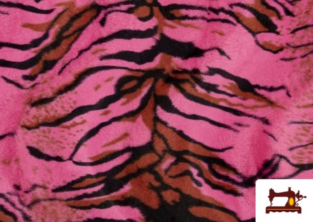 Venta de Tela de Pelo Corto de Tigre de Colores - Pieza 25 Metros color Fucsia