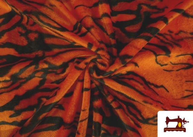 Tela de Pelo Corto de Tigre de Colores - Pieza 25 Metros color Naranja