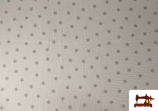 Venta online de Tela de Muselina estampada Estrellas color Negro