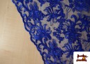 Comprar online Tela de Encaje Guipur Floral Blonda Ancho 120 cm color Azulón