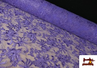 Tela de Encaje Guipur Floral Blonda Ancho 120 cm color Lila