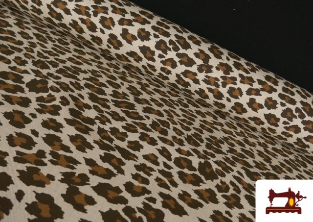 Tela de Loneta Estampado Leopardo Marrón