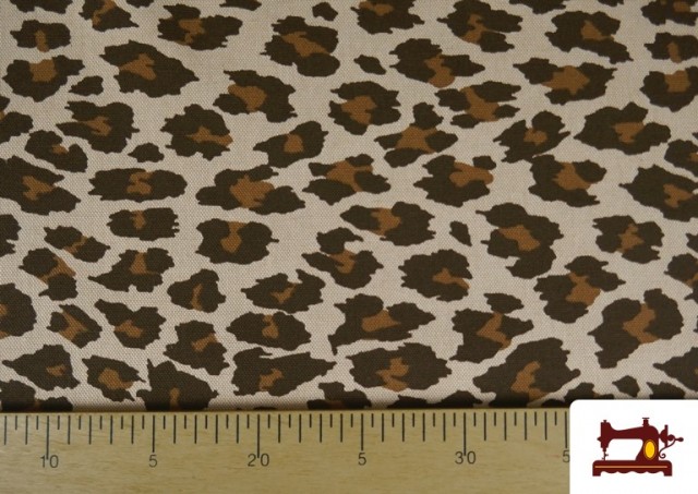 Comprar online Tela de Loneta Estampado Leopardo Marrón