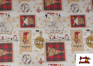 Tela de Decoración de Navidad Estampado Vintage Ancho 140cm