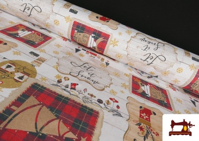 Comprar Tela de Decoración de Navidad Estampado Vintage Ancho 140cm
