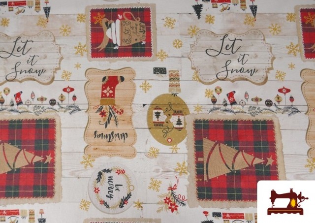 Venta de Tela de Decoración de Navidad Estampado Vintage Ancho 140cm