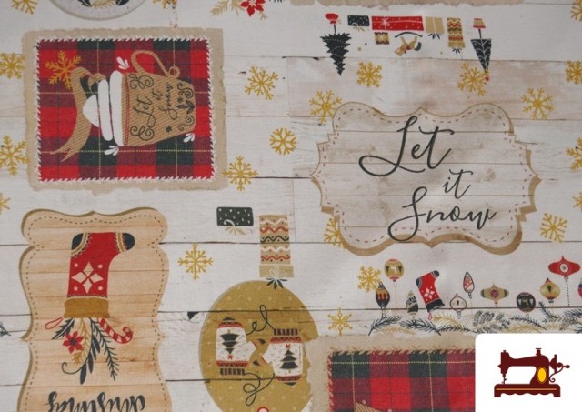 Comprar online Tela de Decoración de Navidad Estampado Vintage Ancho 140cm