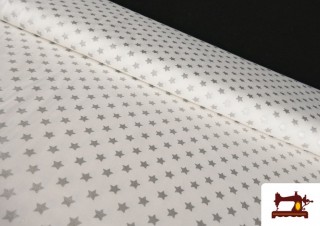 Tela de Algodón de Estrellas Plateadas