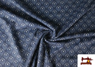 Tela de Punto Tipo Jersey Estampado color Azul Marino