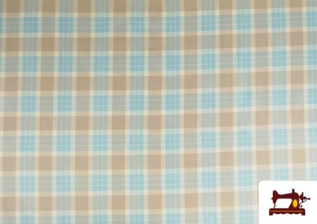 Comprar Tela de Viella Estampado Cuadros Azul y Beige