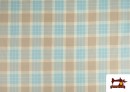 Venta de Tela de Viella Estampado Cuadros Azul y Beige