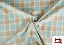 Venta online de Tela de Viella Estampado Cuadros Azul y Beige