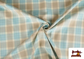 Venta online de Tela de Viella Estampado Cuadros Azul y Beige Venta online de Tela de Viella Estampado Cuadros Azul y Beige