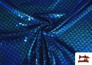Tela de Lycra Escamas de Pez Holográficas color Azul