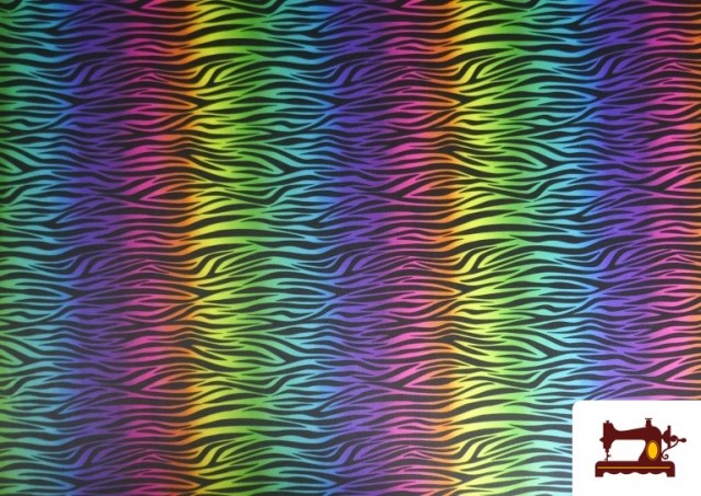 Tela de Punto de Seda Estampado Animal Multicolor