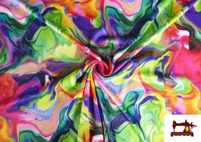 Venta online de Tela de Punto de Seda Estampado Multicolor