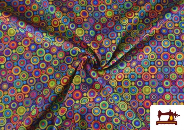 Comprar online Tela Stretch estampado Círculos Multicolor