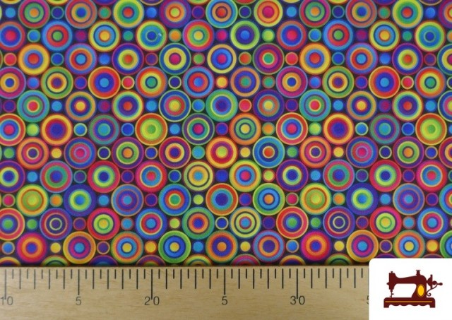 Venta online de Tela Stretch estampado Círculos Multicolor