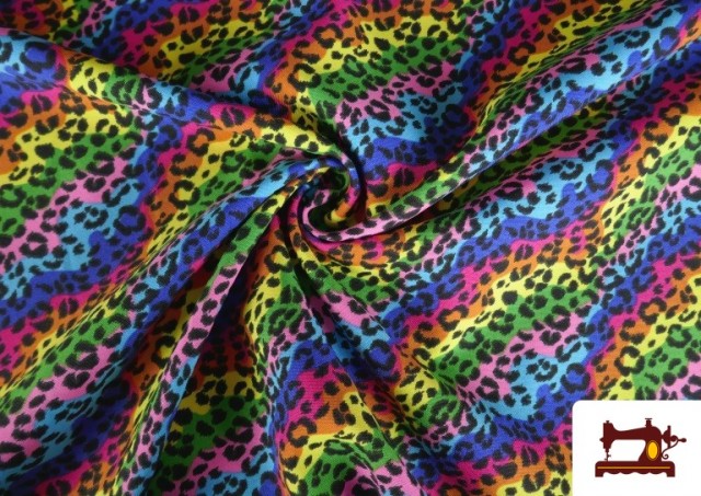 Comprar online Tela Stretch estampado Animal Multicolor Leopardo