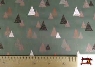 Tela de Algodón de Navidad Árboles