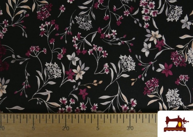 Venta de Tela de Punto Viscosa Floral Granate