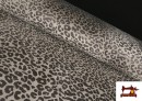 Punto de Terciopelo Animal Print Leopardo color Gris claro