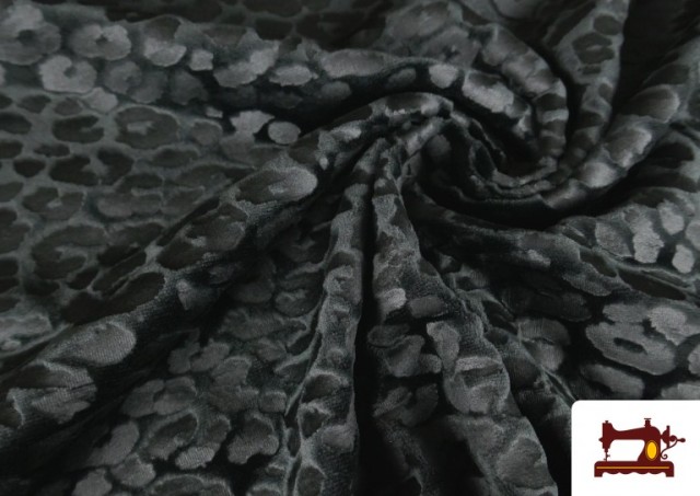 Comprar Punto de Terciopelo Animal Print Leopardo color Negro
