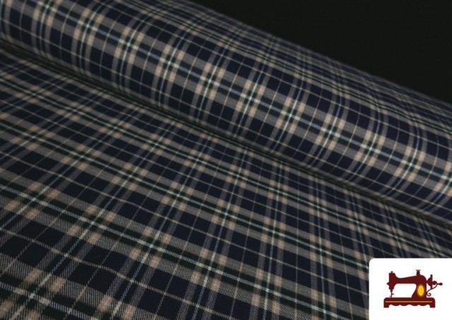 Tela de Tartan de Cuadros Azul Marino