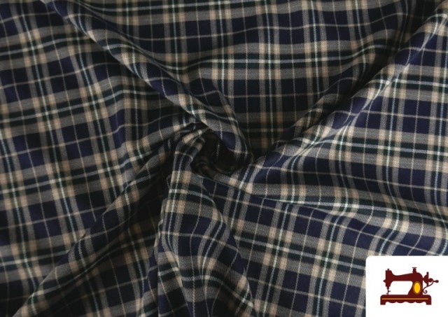Comprar online Tela de Tartan de Cuadros Azul Marino