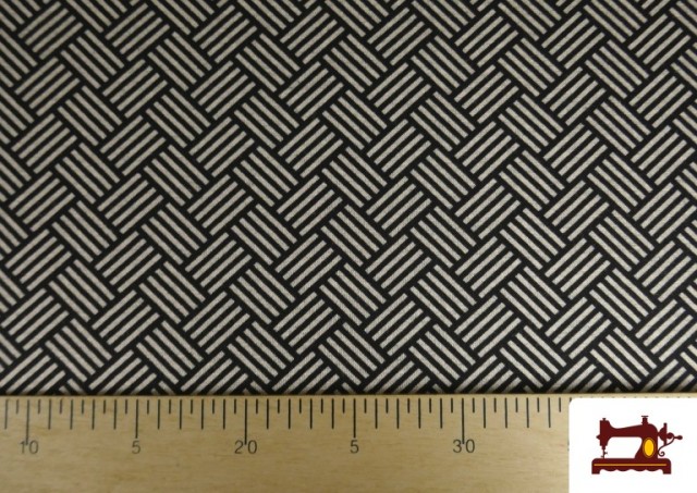 Venta de Tela de Punto Roma Estampado Rayas Mimbre color Blanco