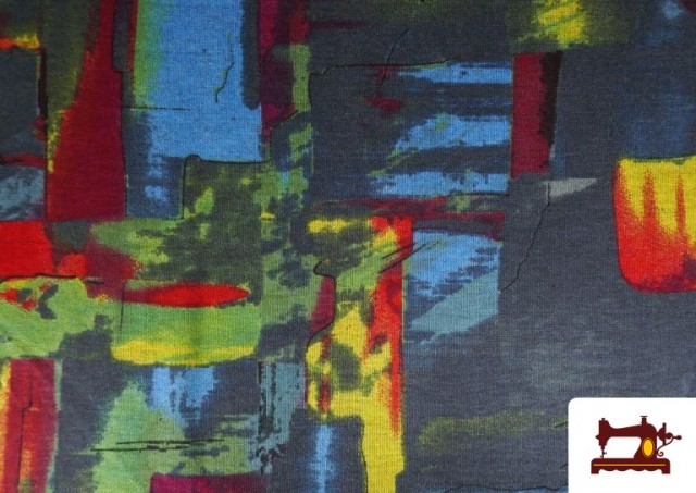 Venta de Tela de Punto Roma Estampado Abstracto Multicolor