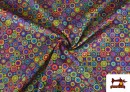 Comprar online Tela Stretch estampado Círculos Multicolor - Pieza 10 Metros